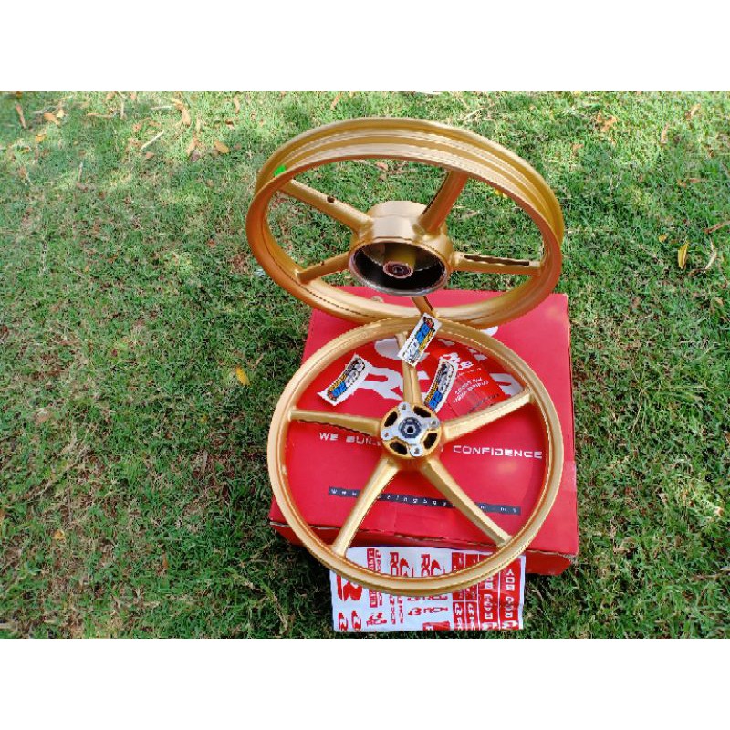 VELG RCB SET SP522 GOLD TROMOL BESAR ,UNIVERSAL ALL MOTOR RXKING,JUPZ,FISR,DAN HONDA CB,GL,MP,TIGER-GOLD RCB SET D/B