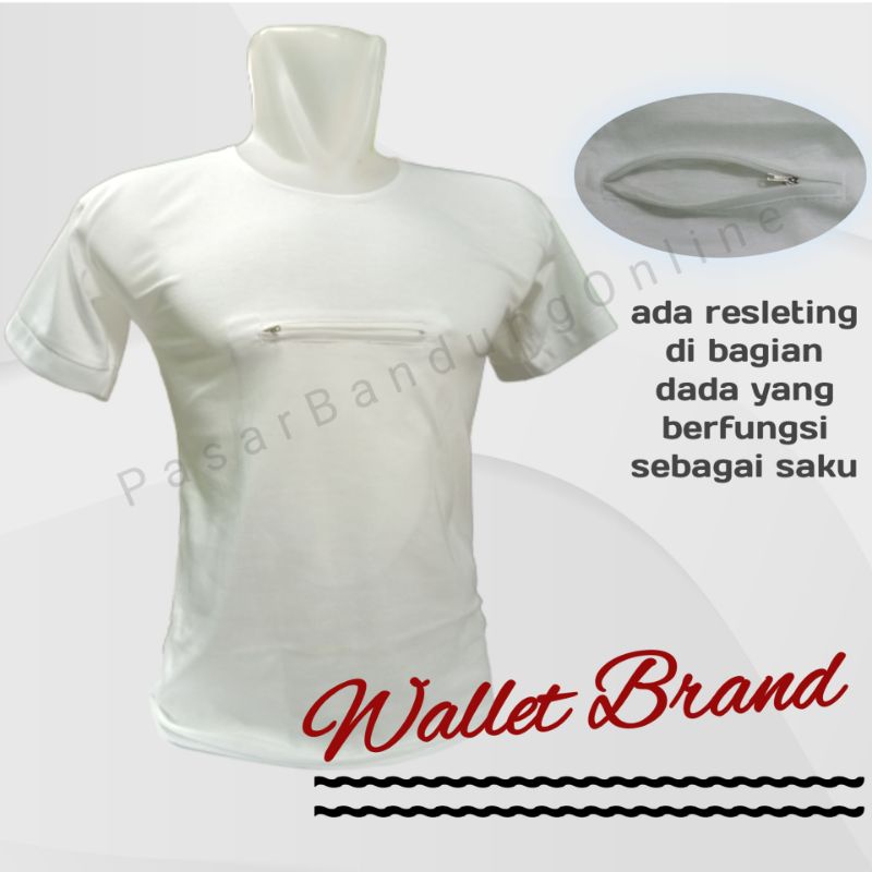 kaos oblong haji pria polos putih saku resleting/pakaian umroh