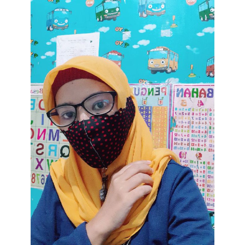 masker hijab instan motif polka beli 10 free 2