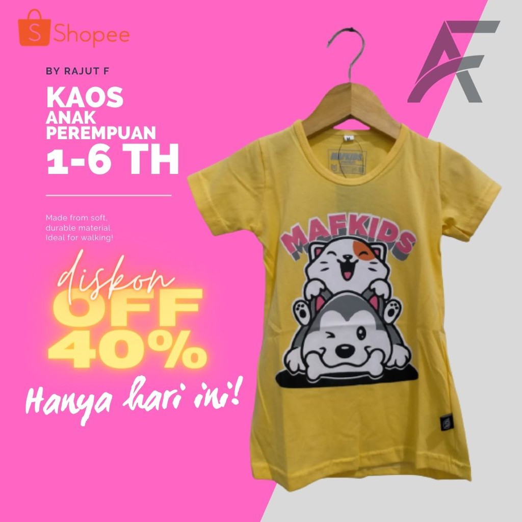 KAOS ANAK PEREMPUAN 1-6 TAHUN MOTIF C&amp;D