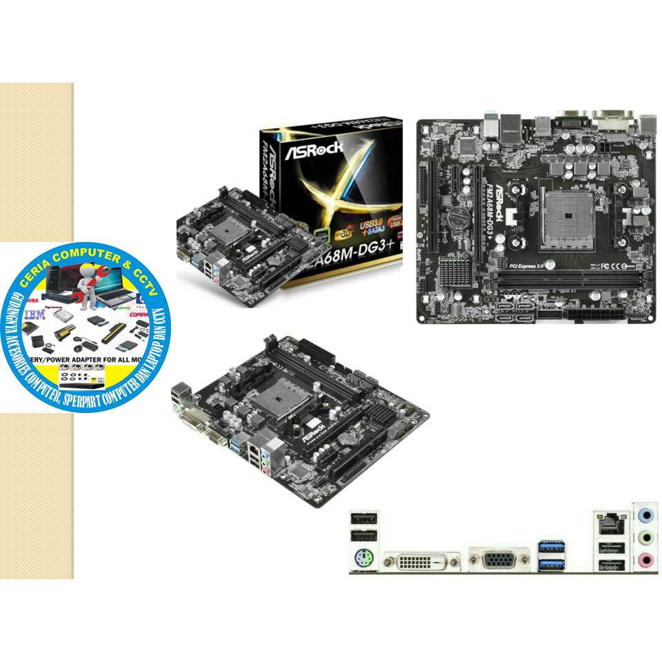 MAINBOARD MOTHERBOARD BOT MB COMPUTER KOMPUTER PC ASROCK FM2A68M DG3+(Amd fm2+,A68H,ddr3)