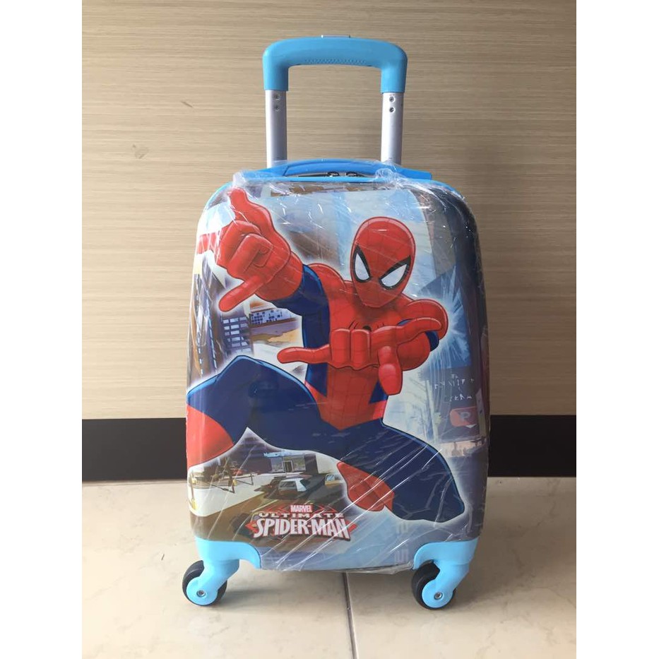 "Tas Koper Travel Anak Fiber Spiderman 4Roda"