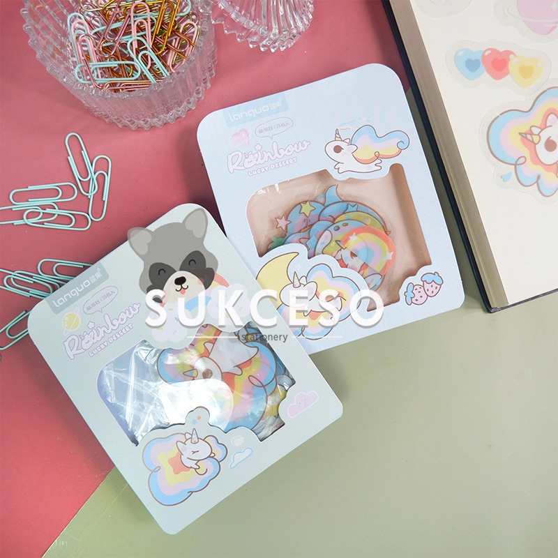

Rainbow Lucky Unicorn Flake Stickers / Stiker Cute Unik Murah