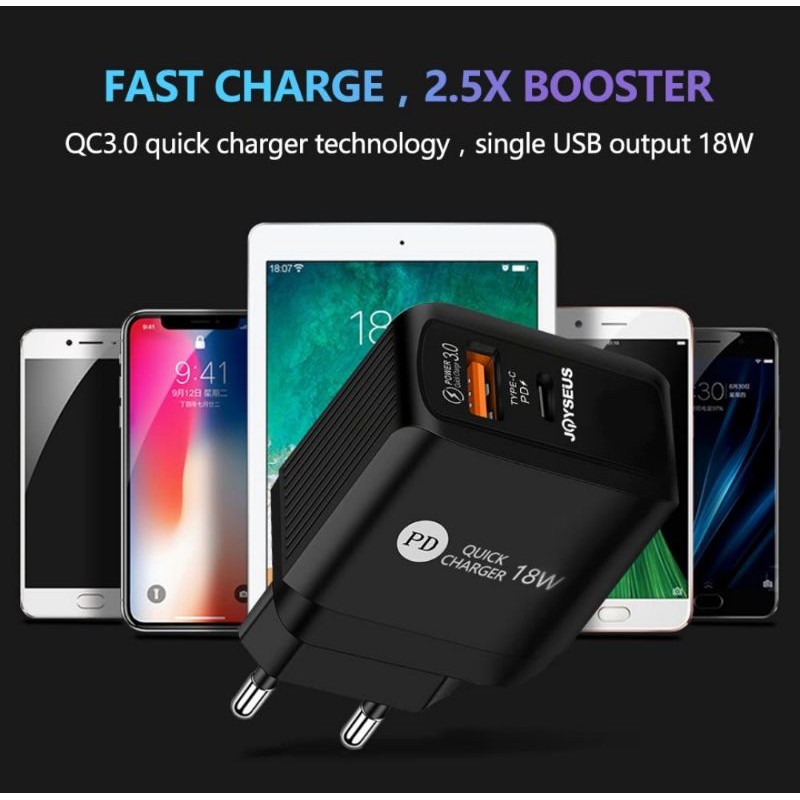 Joyseus T1PD Charger Dual port QC 3.0 PD 18W Fast Charging