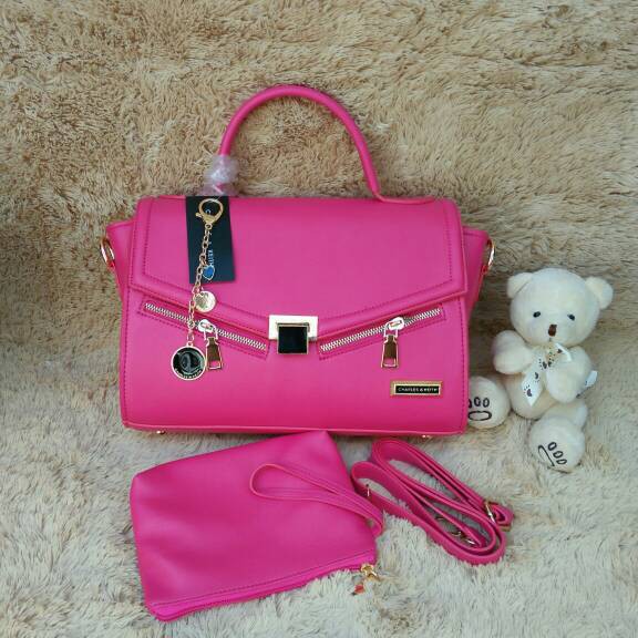 Best Seller Tas Branded Charles n Keith CK Ashanty Resleting Warna Pink Fanta