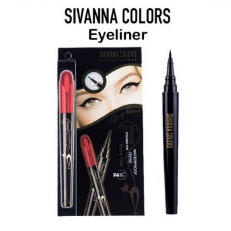 TERMURAH Sivanna Colors Xpress Eyeliner Pen Rose Cat Deep Black Waterproof ORIGINAL NOB