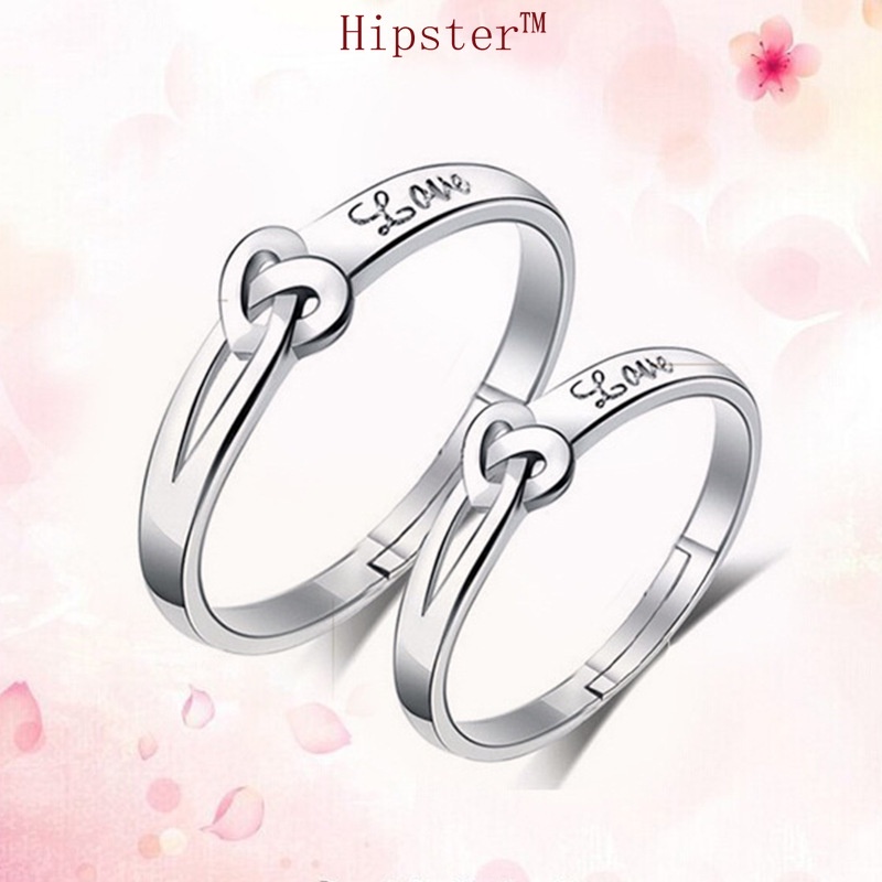 Hot Sale Personalized 925 Silver Heart-Shaped Adjustable Couple Ring