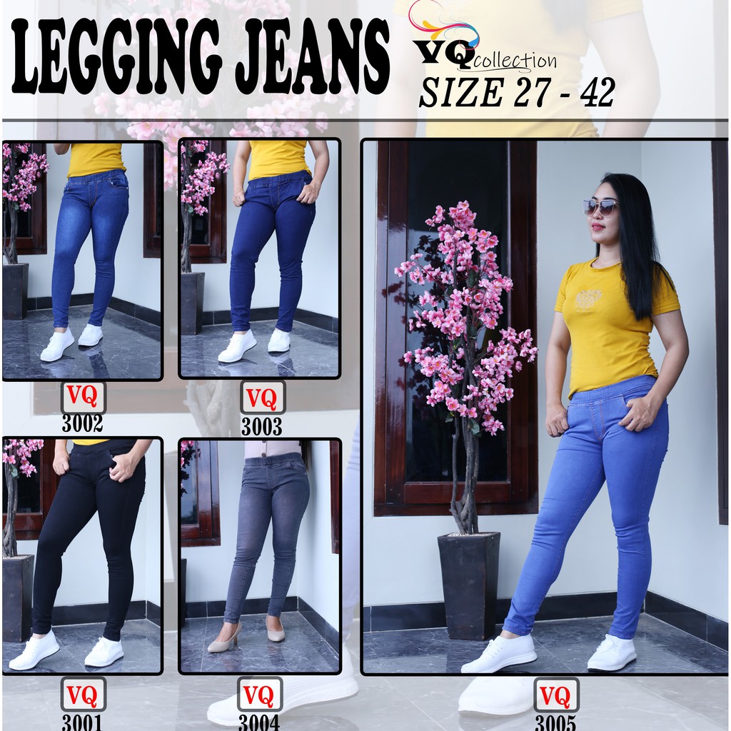 legging jeans/celana legging wanita lipat lg mote biasa/celana legging polos/celana jeans legging