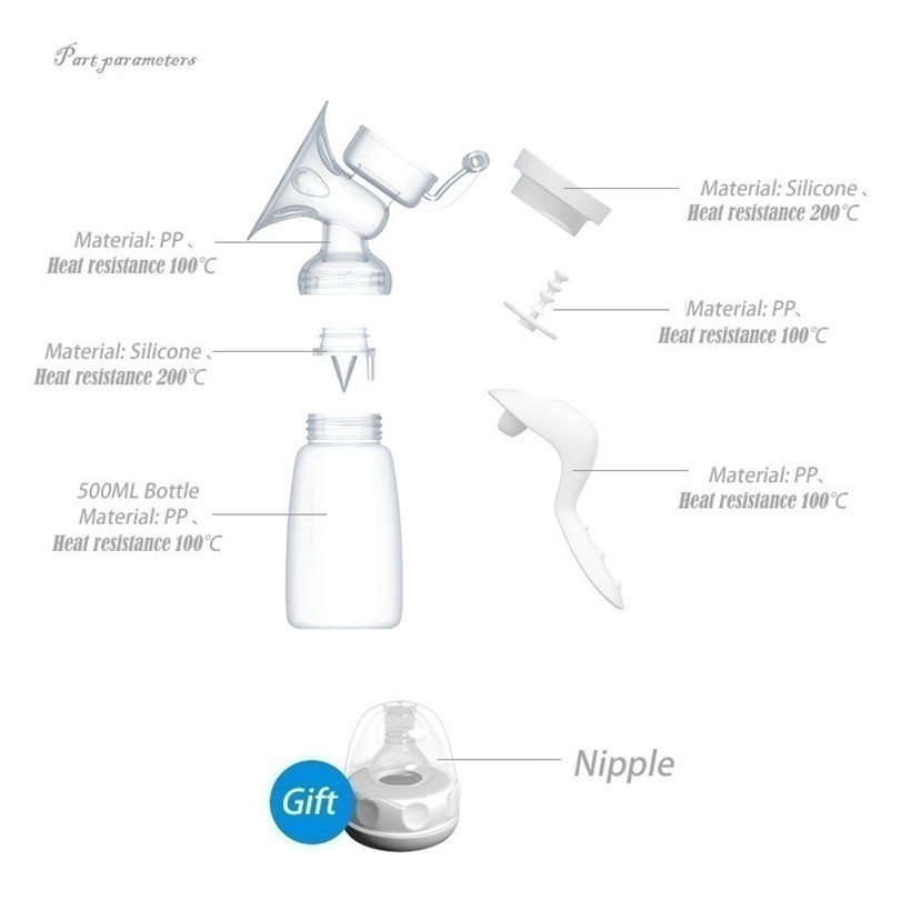 150ml Botol Susu Asi Manual Breast Pump Milk Suction Nipples Pump Storage