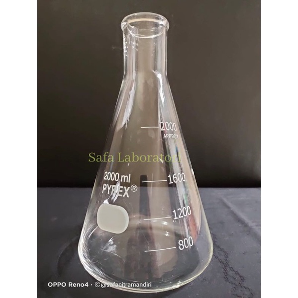Erlenmeyer Flask 2000ml Pyrex / Labu Erlenmeyer / Gelas Erlenmeyer