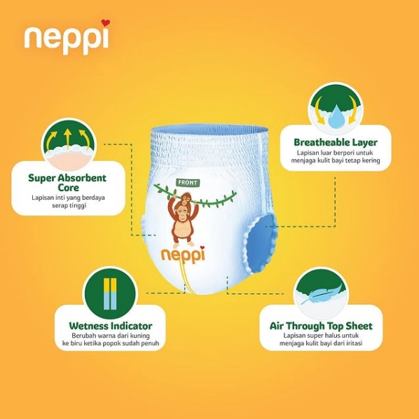 PNB209 POPOK CELANA NEPPI PREMIUM DIAPER PANTS POPOK BAYI SEKALI PAKAI