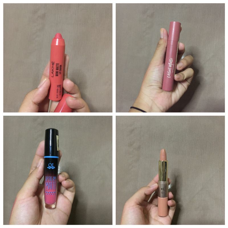 PRLOVED LIPCREAM,LIPSTIK, WARDAH VELVET MATTE,LIPCREAM QL ,LAKME LIPSTIK ,O TWO  STIKXCREAM