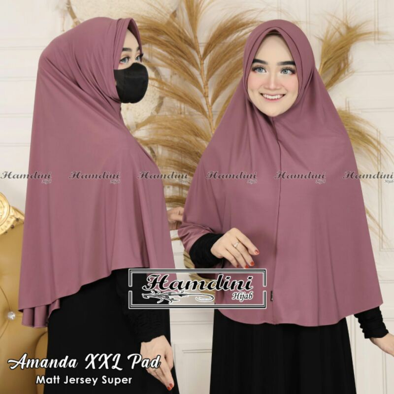 Jilbab Bergo Instan Amanda Pad XXL Jersey Original Hamdini Hijab-7
