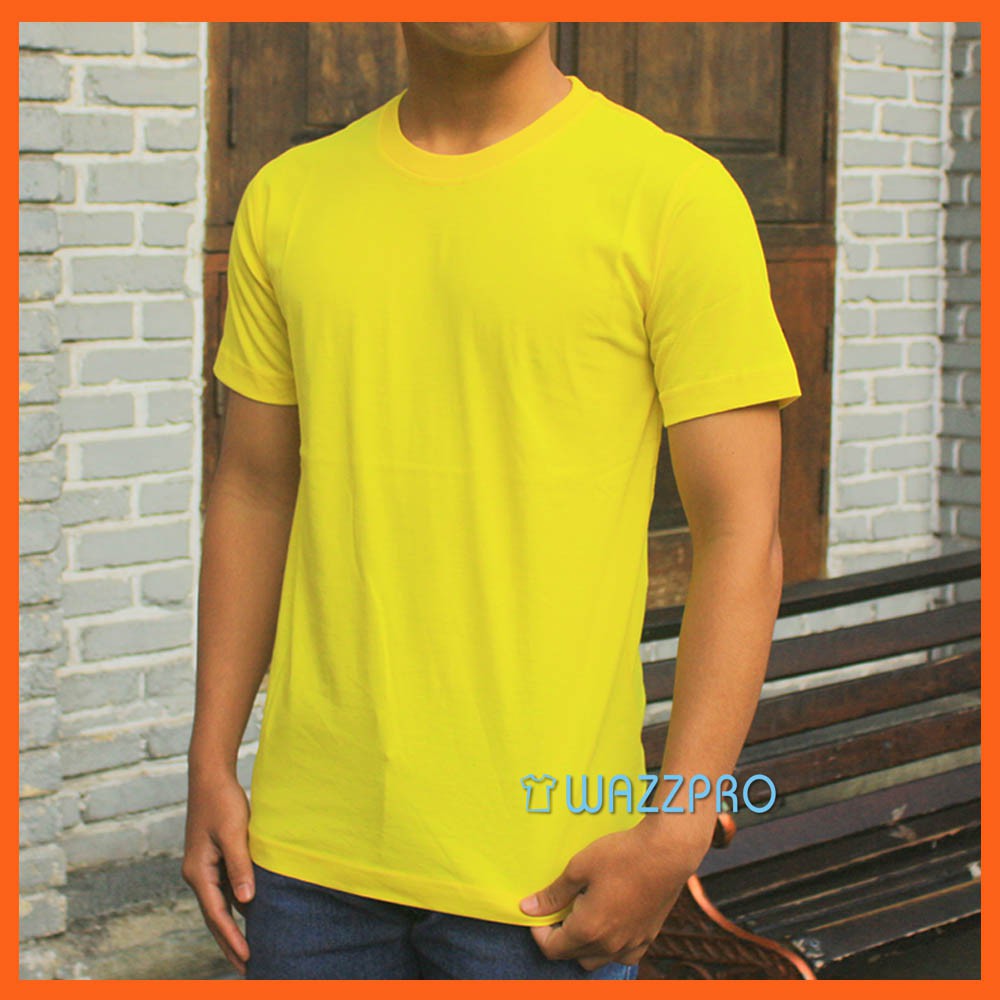 Kaos Polos Distro Pria Wanita Cotton Combed 30s Lengan Pendek Kuning / Baju Polos Cowok Cewek Kuning