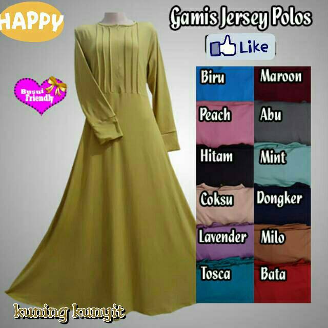 Gamis Polos Jersey Busui Cubit Terlaris (1 kg muat 3)