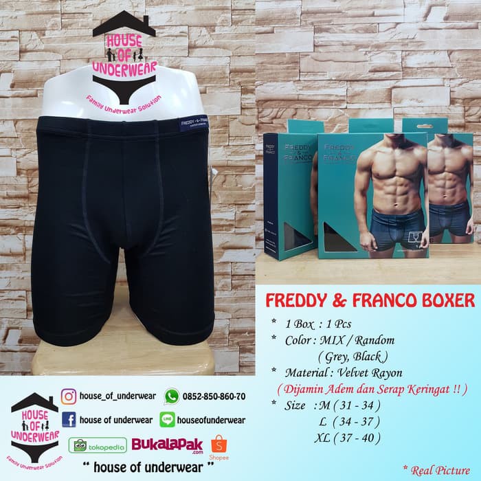 CELANA DALAM PRIA BOXER PANJANG FREDDY & FRANCO SATUAN