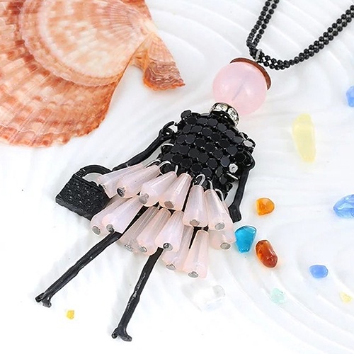 Hu Hu Hu Hu Hu Alat Bantu Pasang Kacamata♡ Kalung Rantai Dengan Liontin Bentuk Perempuan Lucu Untuk Wanita