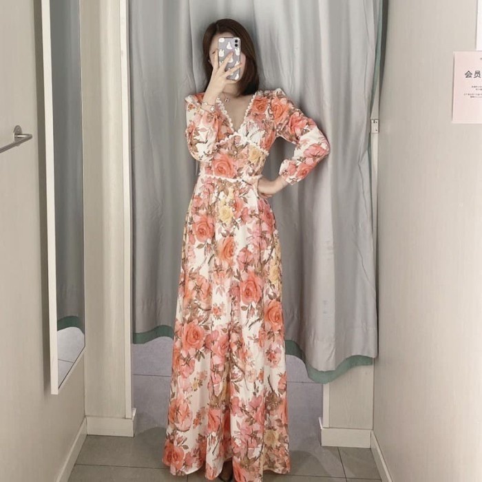 flower long dress maxi women import premium / casual summer dress pantai / dress hijab friendly / dress bumil friendly / dress bunga bunga beachwear summer dress baju pantai korean dress bali / dress muslim gamis wanita import