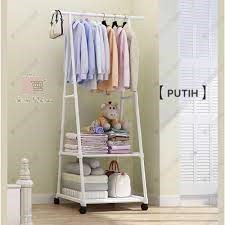 TRIANGLE RACK - STAND HANGER DENGAN RODA / Rak Hanger Baju Serbaguna dengan Roda