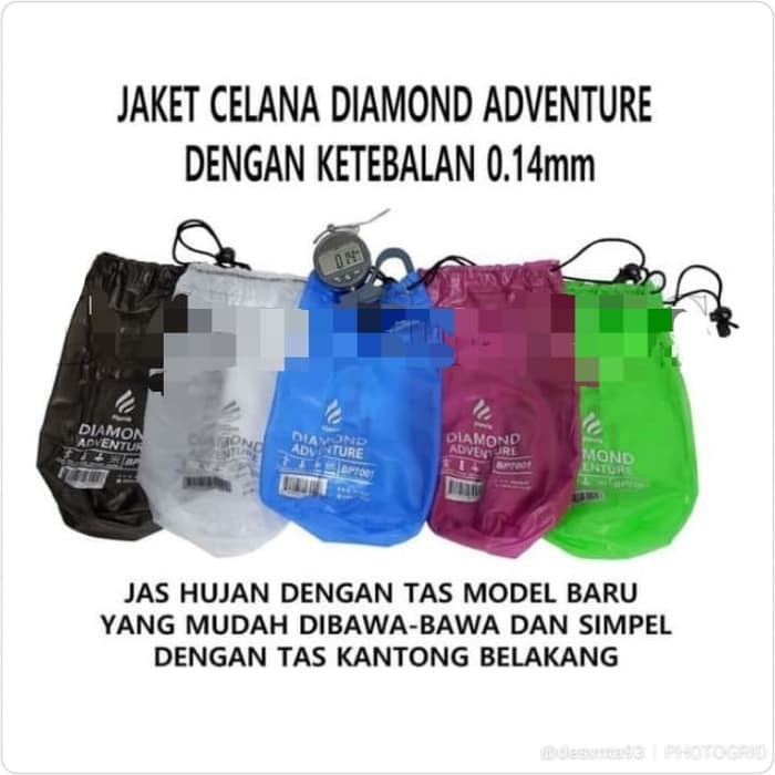 Jas Hujan Mantel Hujan Jaket Celana Plevia Diamond ADVENTURE BP7001 dengan Back Pack Tas Belakang 7001