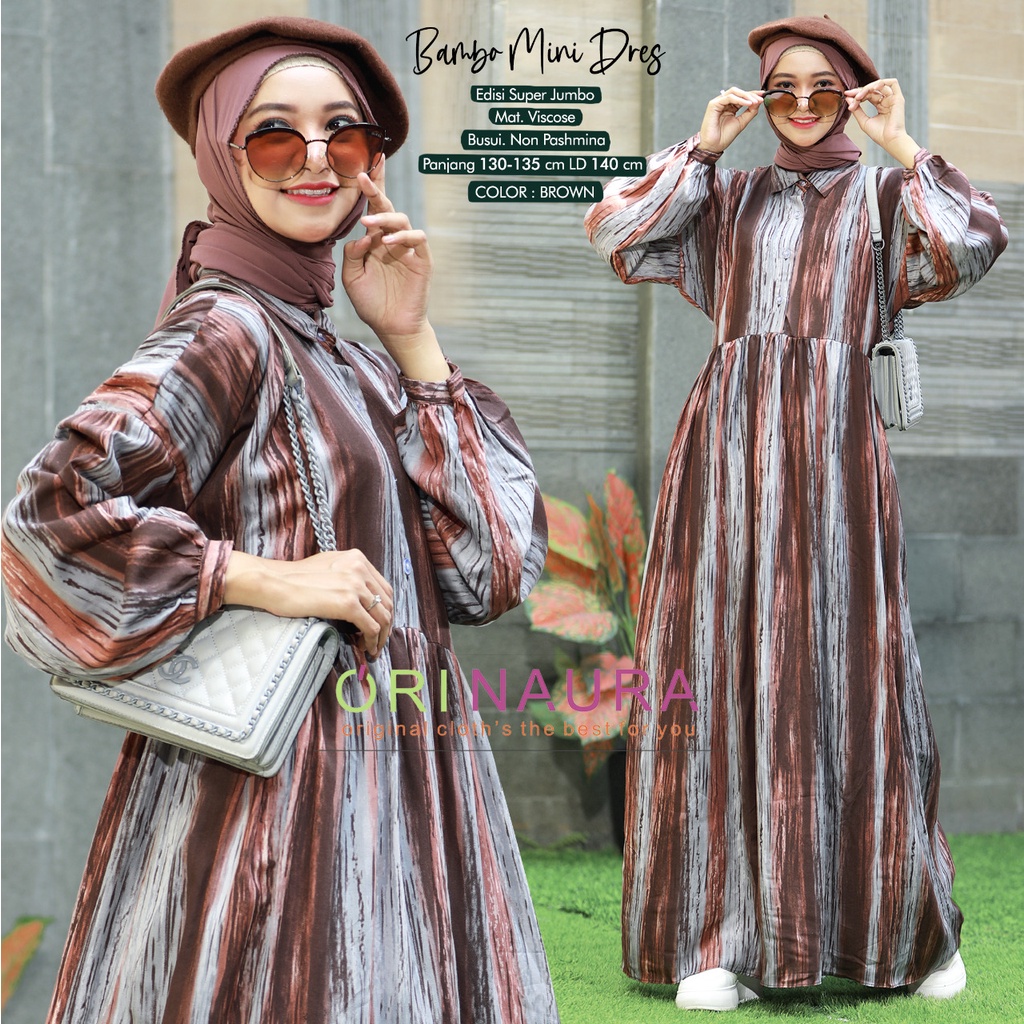 Bambo Mini Dress Ori Naura Gamis Super Jumbo