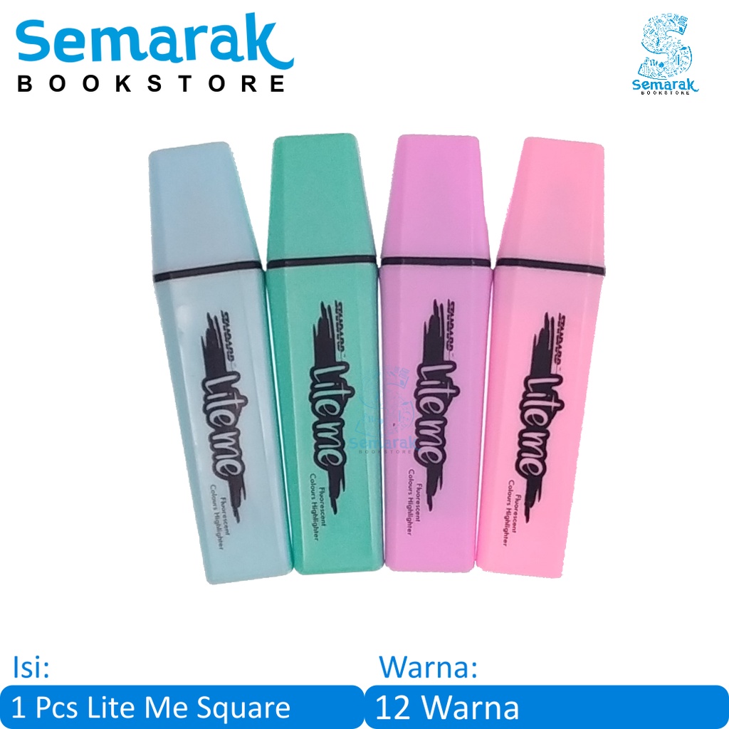 

Standard Lite Me Highlighter Square - Baby Blue / Baby Pink / Turquoise / Fuchsia / Pink / Golden Yellow / Yellow / Red / Orange / Purple / Green / Blue