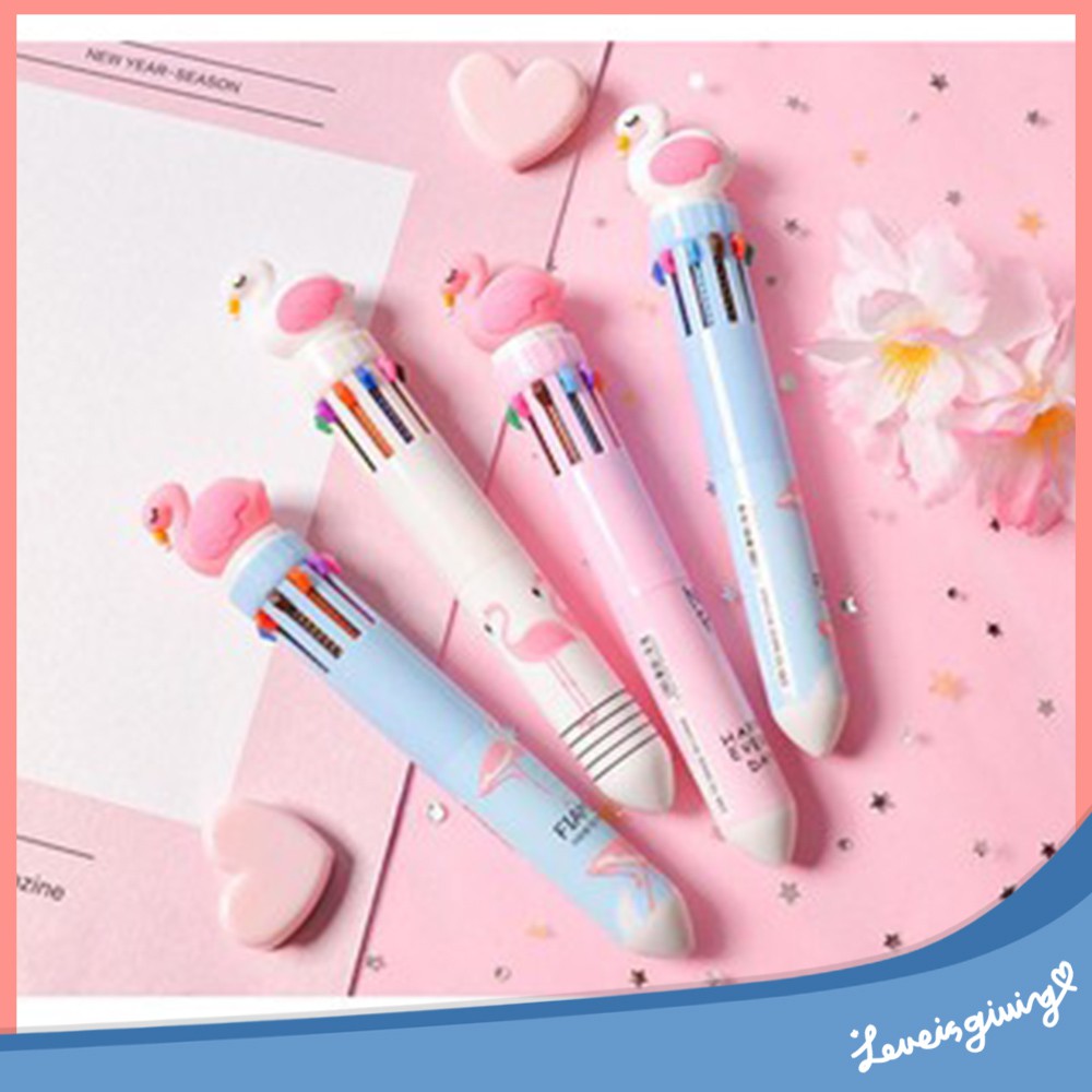 Pulpen 10 Warna KARAKTER Flamingo Unicom Lucu termurah Untuk Hadiah/stationery Sekolah office bagus