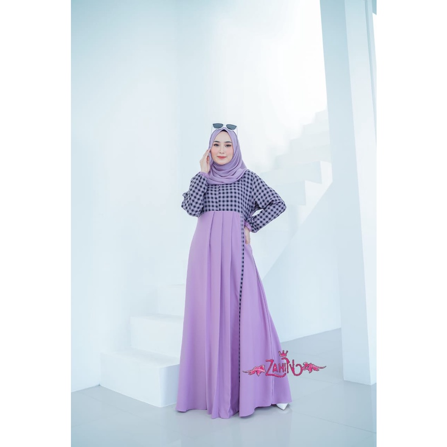 Gamis sandra &amp; vania original  by ZAHIN terbaru dress maxi itycrepe salur mix xhakila tiffany syari busui