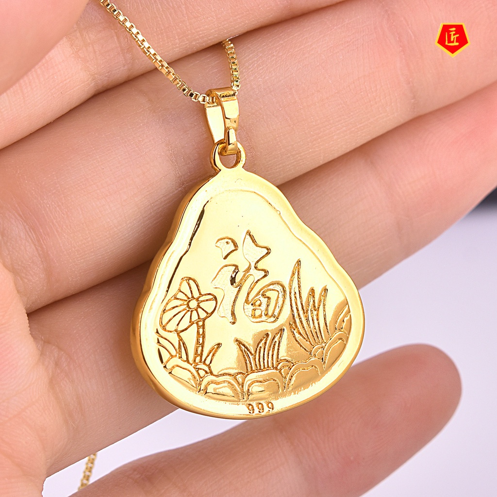 [Ready Stock]Gold Maitreya Buddha Necklace Blessing Pendant