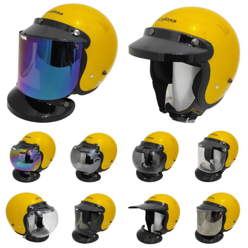 Helm Cargloss Retro Kuning Gloss