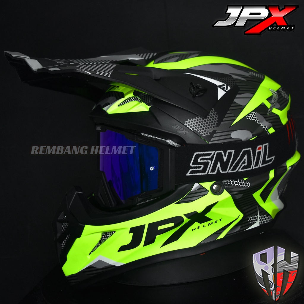 HELM JPX CROSS_FOX1 X35 - YELLOW DOFF PAKET GANTENG GOOGLE SNAIL HELM JPX KLX ORIGINAL HELMET MOTO TRAIL SUPERMOTO HELM FULL FACE MOTO CROSS TERBAIK-MX40 MATT BLACK/BLUE