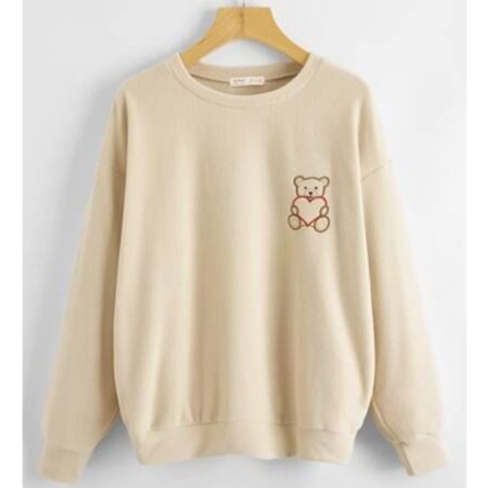 Love Bears Sweater Crewneck - Outfit Lucu Wanita - Bordir - Allsize - Bahan Fleece tebal dan lembut