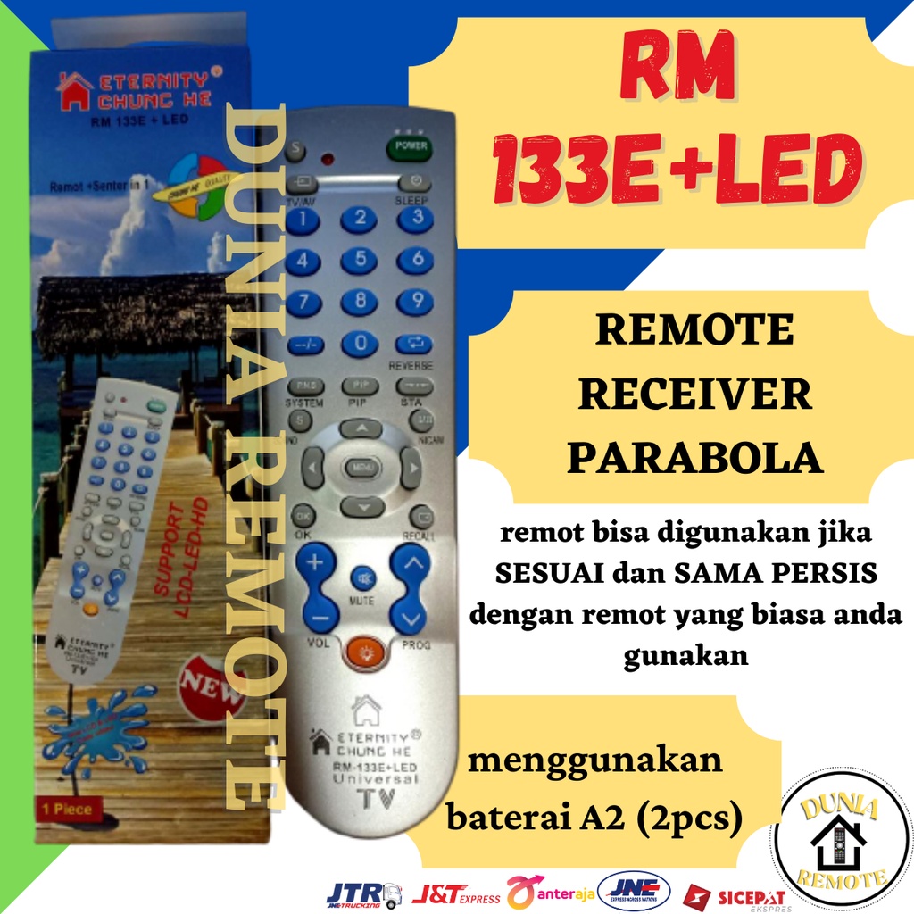 Remote Multi TV Universal Tabung LCD LED Chunghe RM 133E +LED Senter