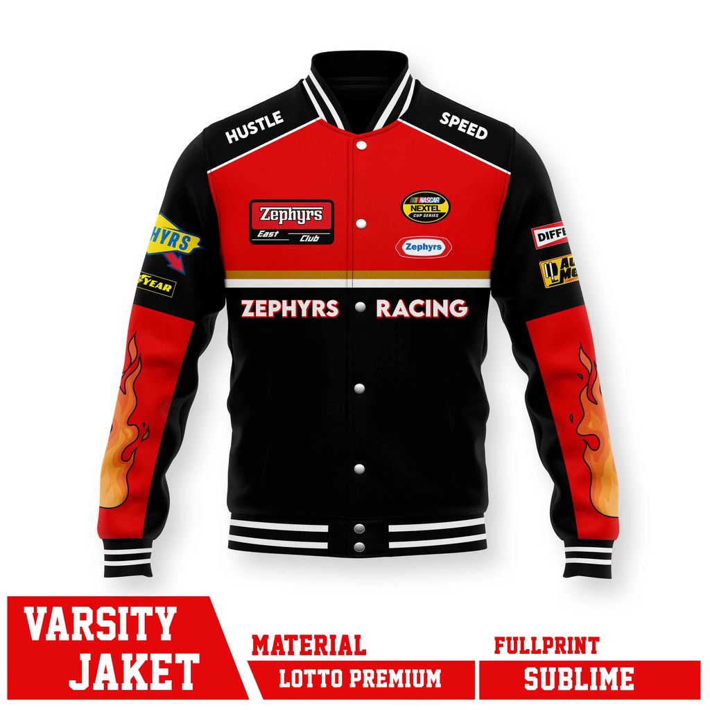 VARSITY JACKET RACING ZEPHYRS ZPH RED FIRE FULLPRINT