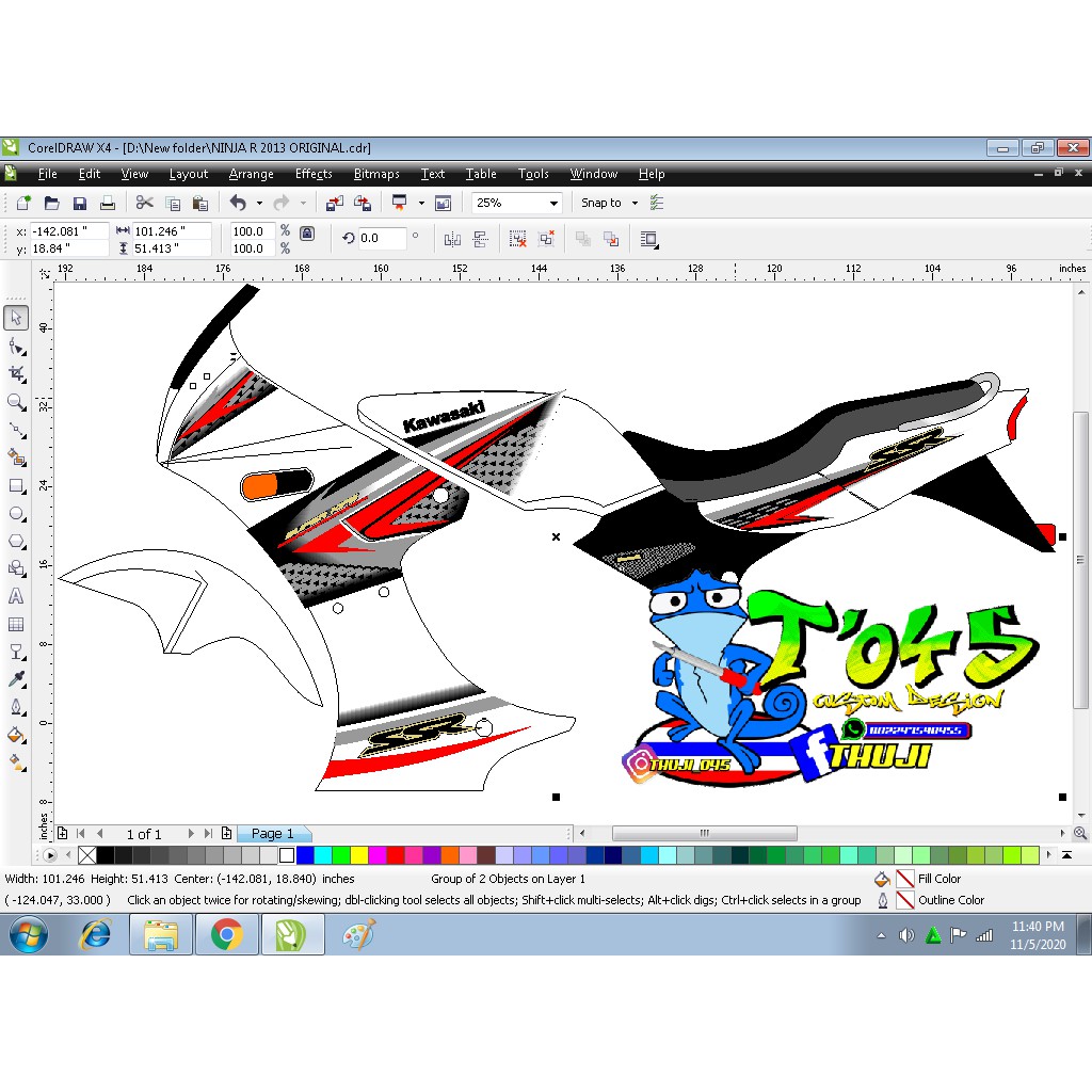 Sticker Striping Ninja 2011 fairing thailand