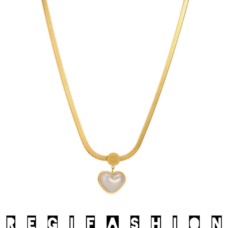 { Bayar Ditempat } Kalung Titanium Wanita Gepeng Gold Liontin Love / Kalung Wanita Gepeng Titanium Asli Import / Kalung Wanita Style Model Terbaru