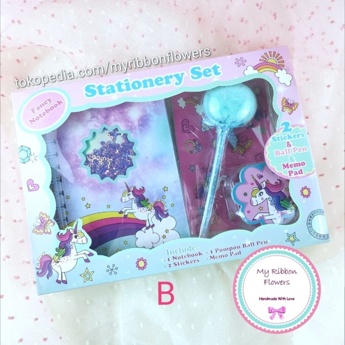

(TERLARIS) Fancy Buku Diary Stationary Set Hadiah Unicorn / Flamingo Kado Gift