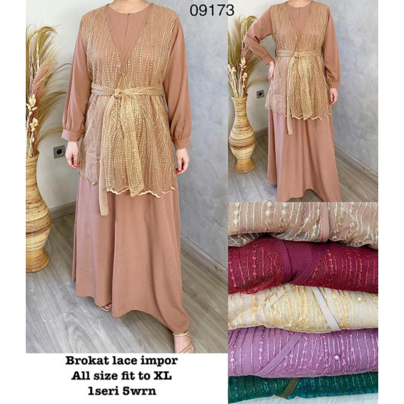 gamis shakila kombinasi lace import vest