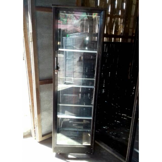  Lemari Serbaguna Aluminium  1 Pintu Frame Coklat Kaca Polos 