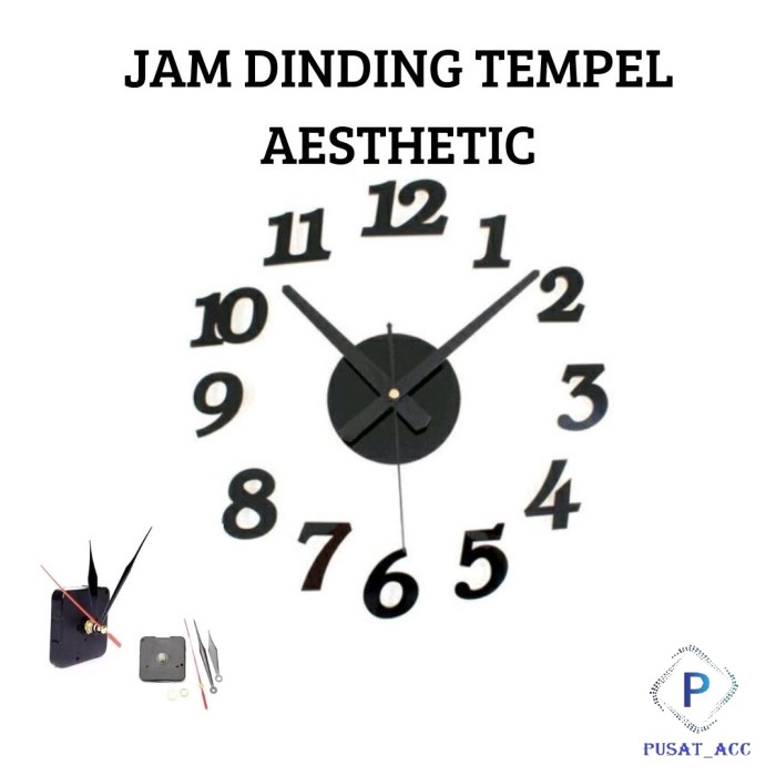 JTD12 - Jam Sticker Dinding Tempel DIY Jam Analog 3D