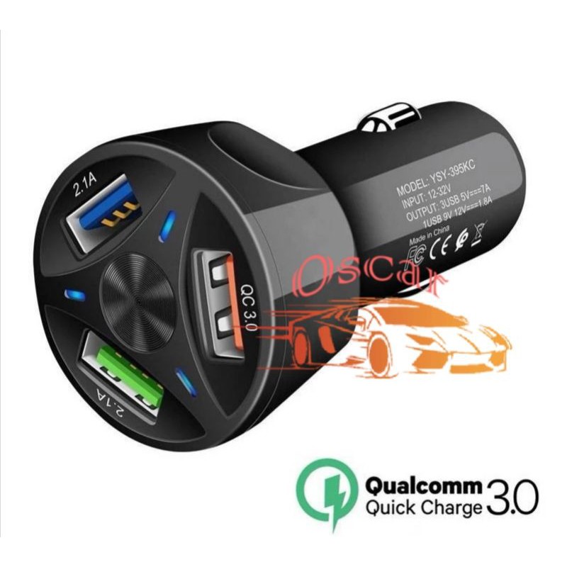 Car Charger HP Mobil Motor 3 USB Ports QC 3.0  Qualcomm fast Charging