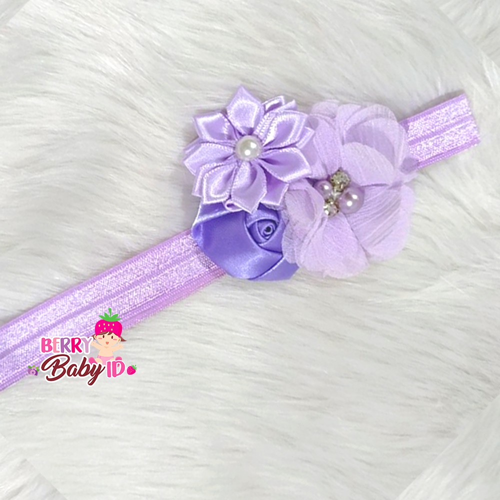 YooBerry Pita Anak Bando Bandana Bayi Korea Rose Pearl Diamond Sachi Baby SAA006 Berry Mart