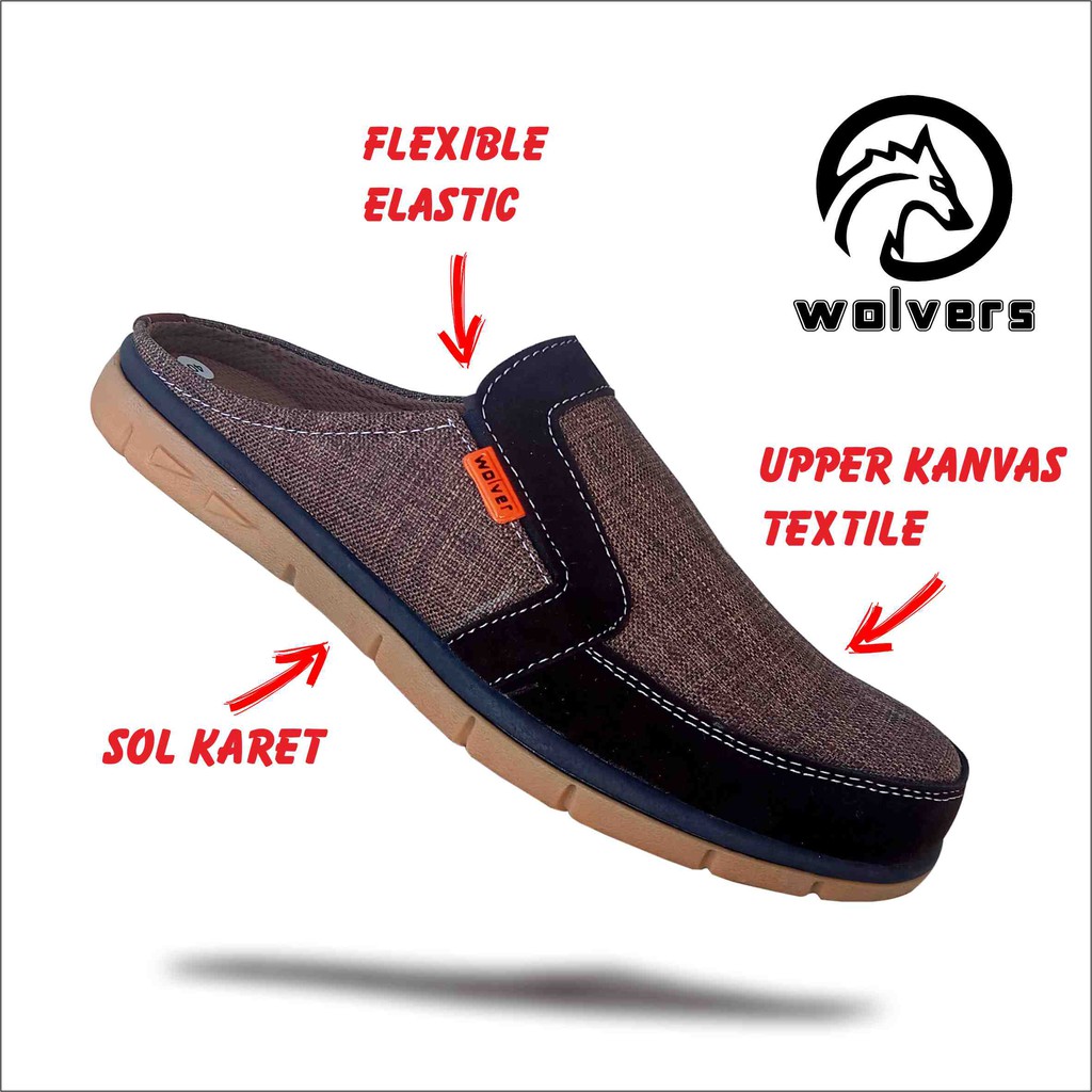 WOLVERS Sepatu Kasual Pria Slip on Slop Murah Terbaru Original Anti Selip