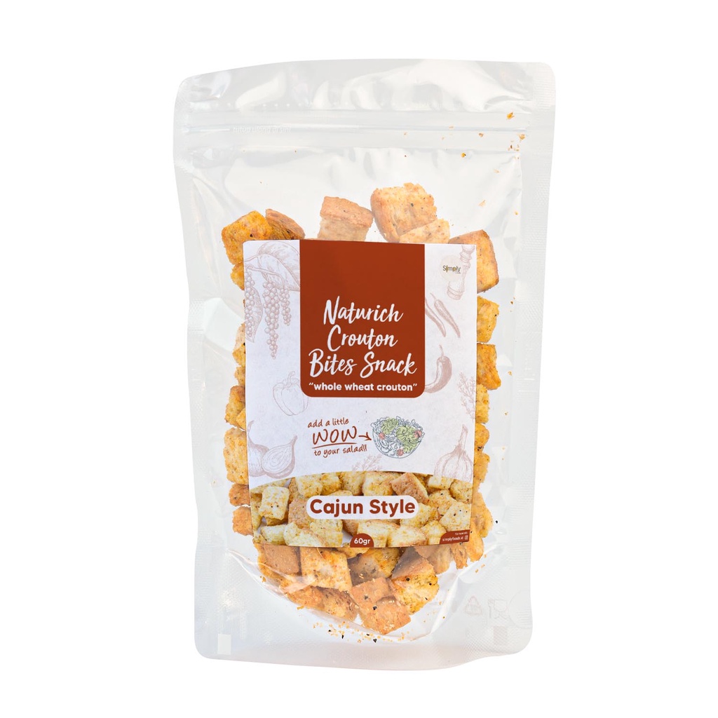 Simply Premium Crouton Bites Snack Cajun Style 60 Gr