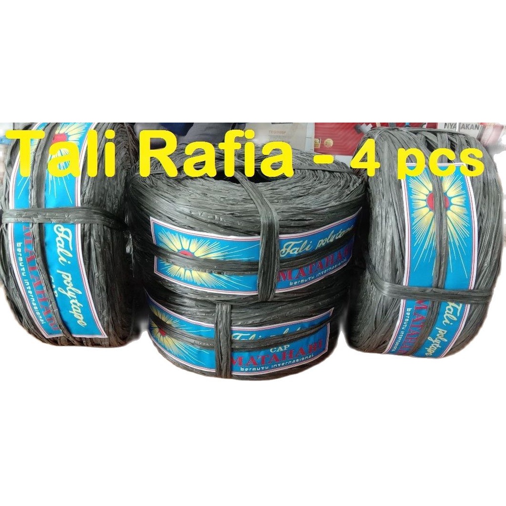 

Tali Plastik / Rafia - Cap Matahari isi 4 Gulung ( 4 Bal ) - Tebal , Panjang , kuat dan Bagus - Hitam