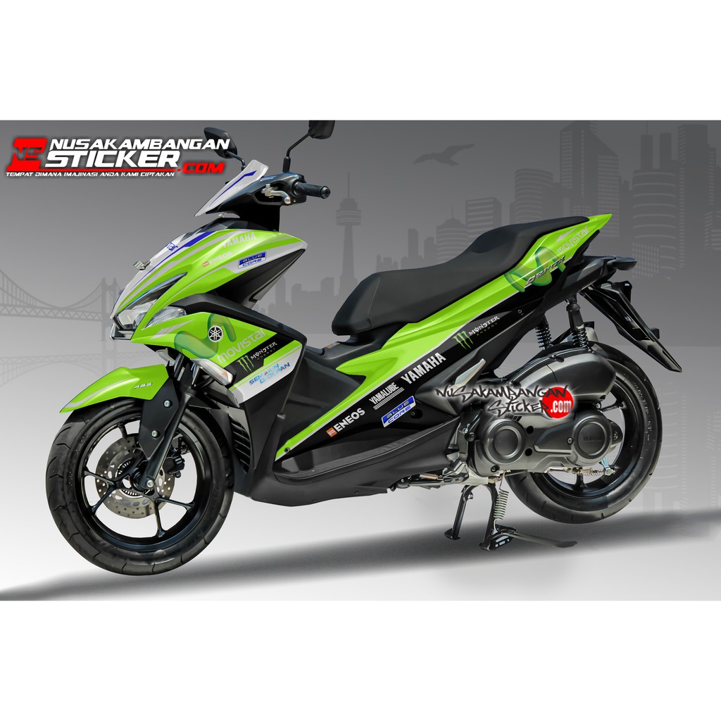 Decal Stiker Motor Yamaha Aerox Full Body Movistar Hijau Racing Team Sticker Custom Variasi Motif Ka