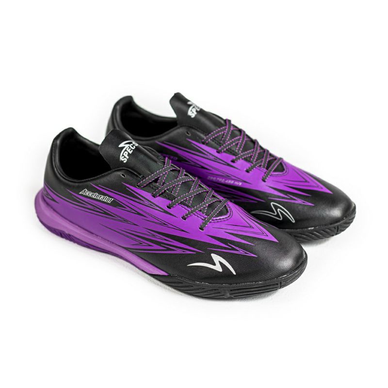 DISKON SEPATU FUTSAL SPECS LIGHTSPEED 3 IN META CRUSH PACK JET BLACK PURPLE CRYPT SILVER