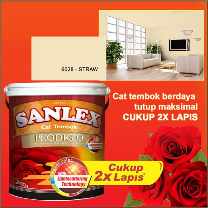 Jual Cat Tembok SANLEX PRODIGIO Warna 6028 STRAW Kemasan Galon 5 Kg 