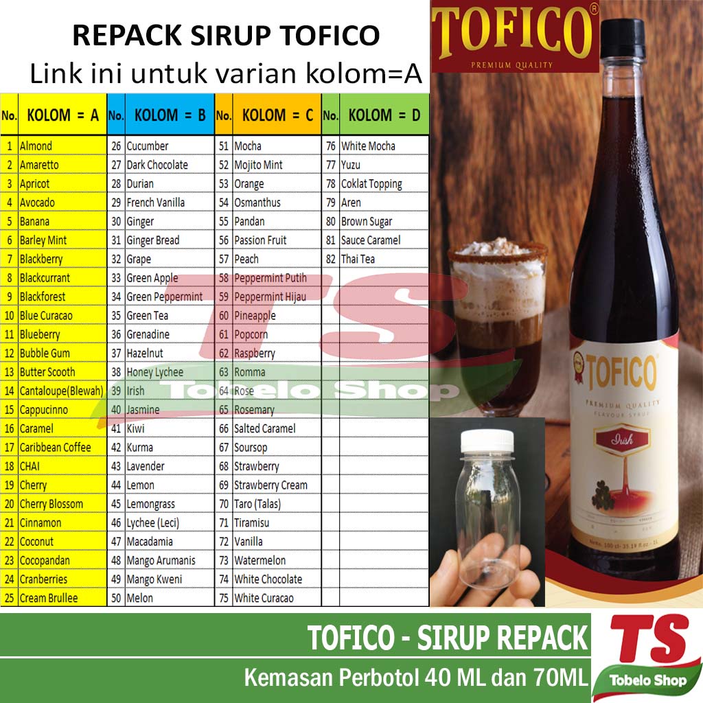 

TOFICO SIRUP KEMASAN REPACK 1-25 / TOFICO SYRUP / SYRUP TOFICO / TOFICO SIRUP PREMIUM