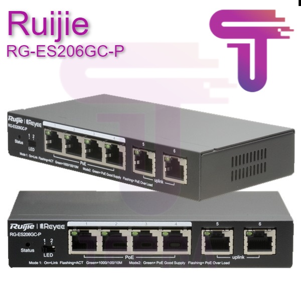 RUIJIE RG-ES206GC-P 6 Port Gigabit Cloud Managed PoE+ Switch